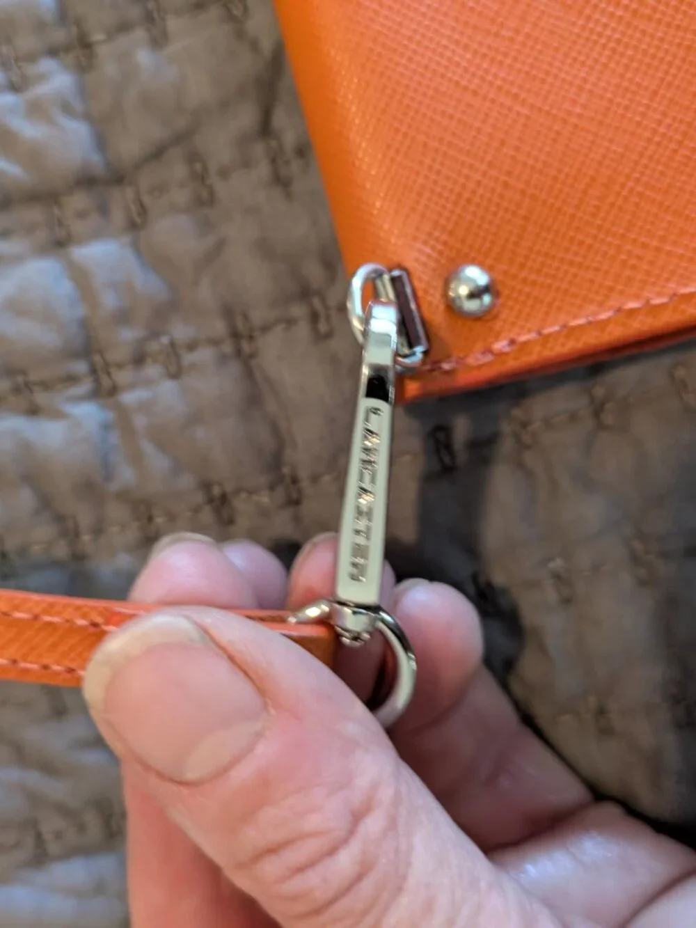 Lancaster Paris Pur & Element City Clutch Bag Bright Orange.